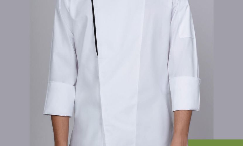 basil white chef jacket long sleeve